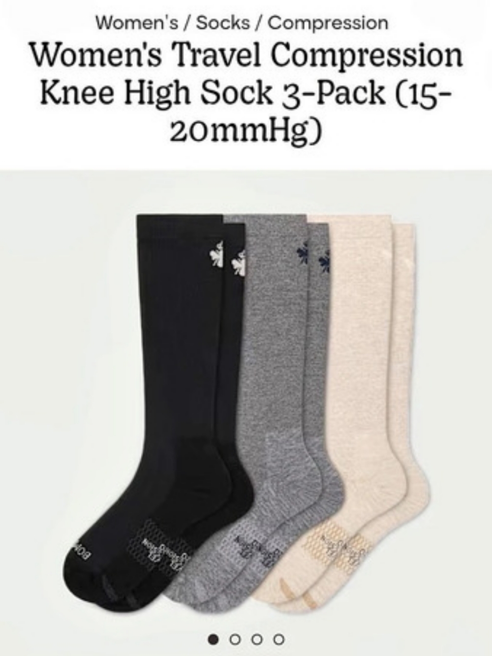 Bombas Women's Travel Compression Knee High Sock 3-Pack Gray & Beige